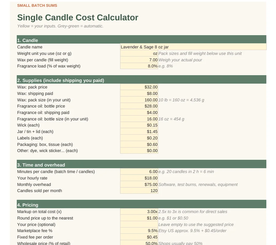 Single Candle Cost Calculator preview